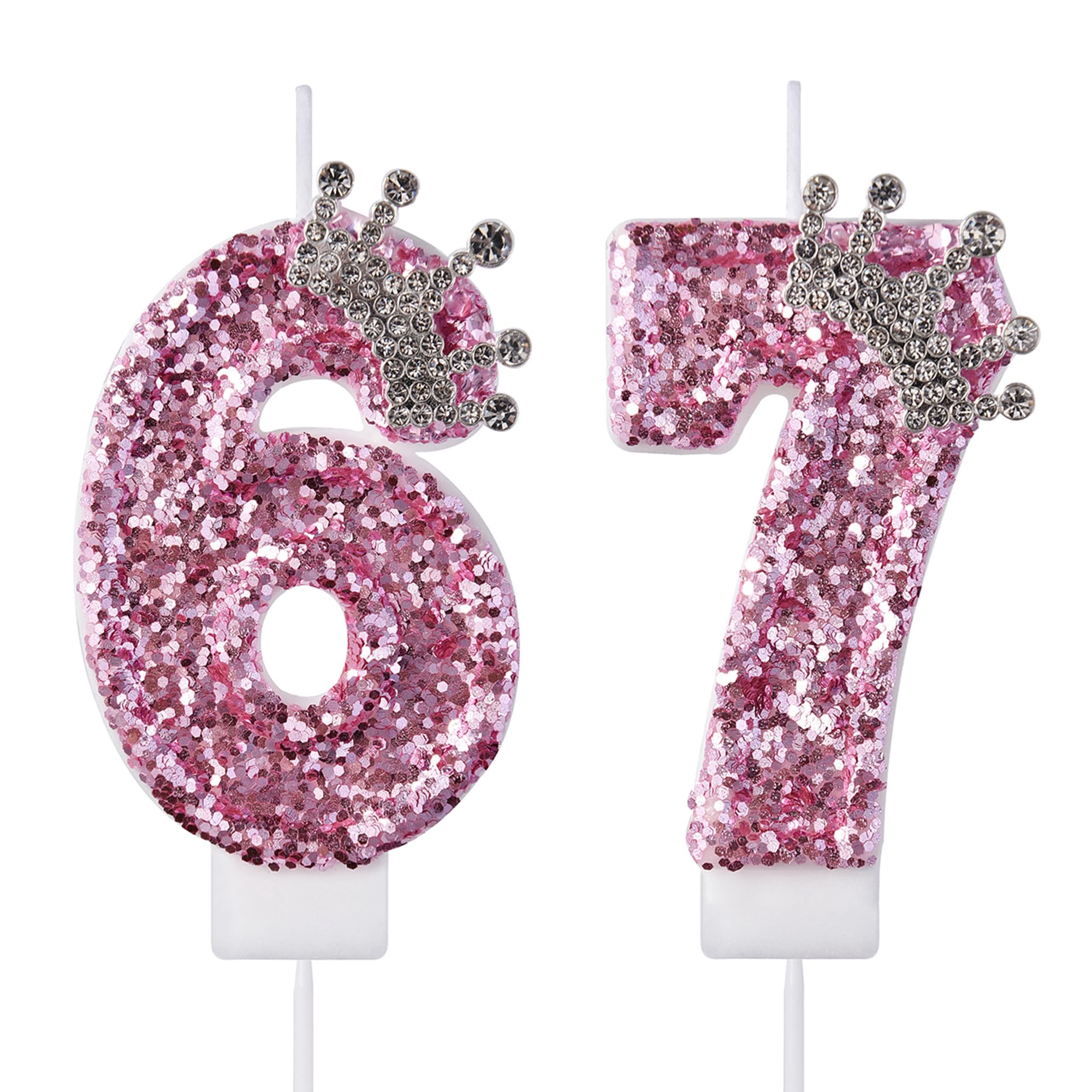 67 velas de cumpleaños 76, velas de pastel 67 76, velas de cumpleaños rosa número 67 76, decoración de pastel para fiestas, hombres y mujeres