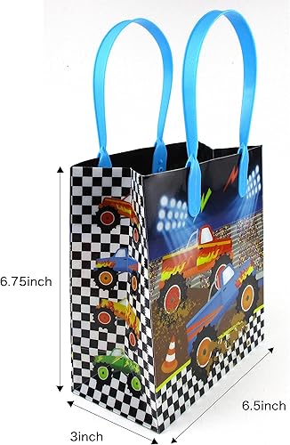 Miniatura 5 de TINYMILLS Monster Truck - Juego de 108 piezas (12 bolsas grandes para regalos de fiesta con asas, 24 sellos de tinta propia para niños, 12 hojas de