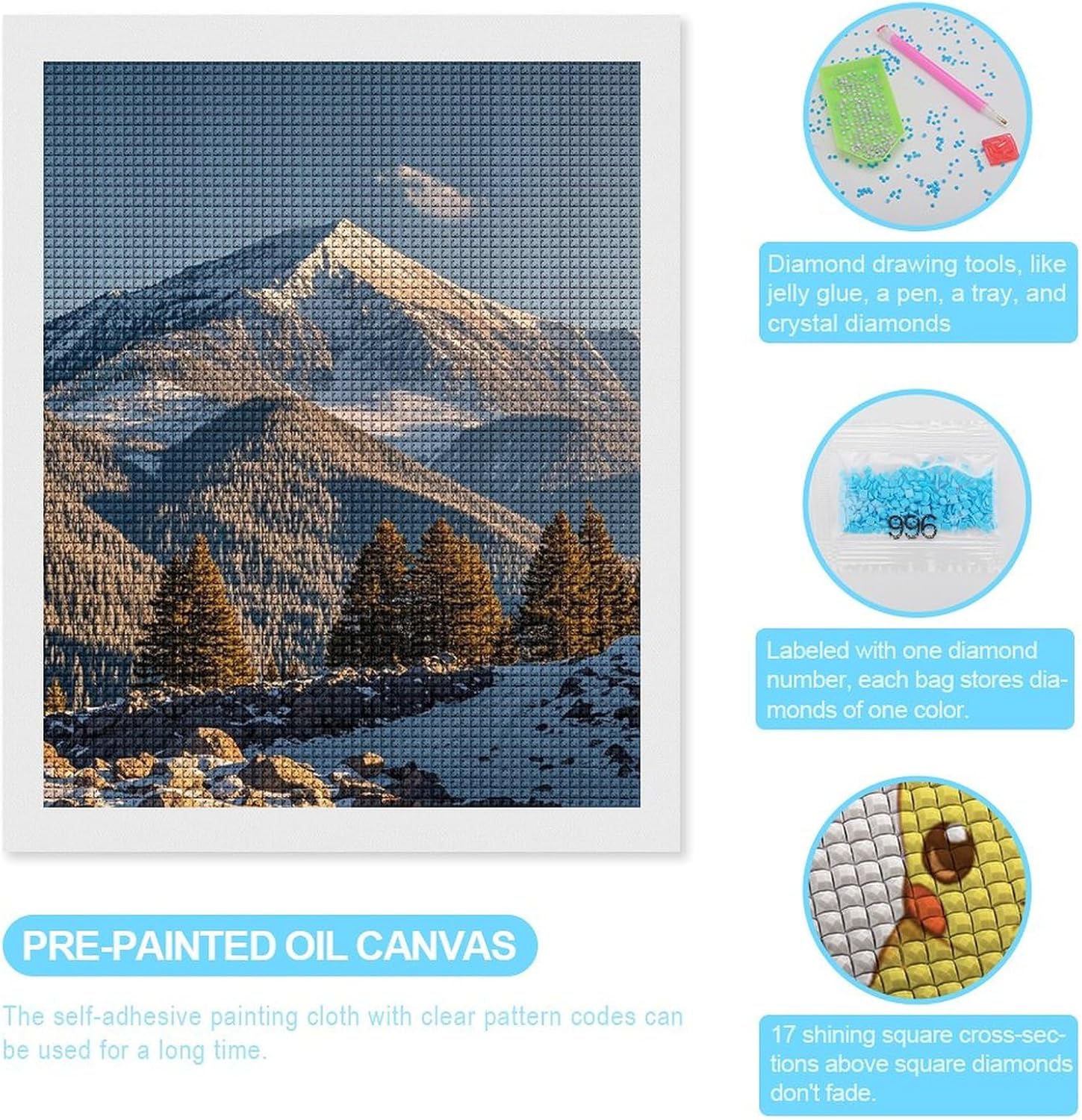LHDGSJE Pikes Peak Colorado Diamond Painting 16"x20" DIY Diamonds Art Kits for Adults Full Drill Diamond Dots Paintings Crystal Rhinestone Picture Arts Craft for Home Wall Decor