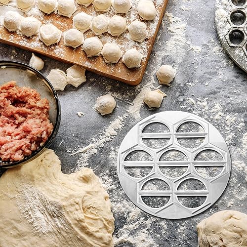 Miniatura 7 de Luxshiny Molde de bola de masa de aleación de aluminio de 14 agujeros para pelmeni caseros ravioles Wontons Conveniente máquina de prensa de masa de