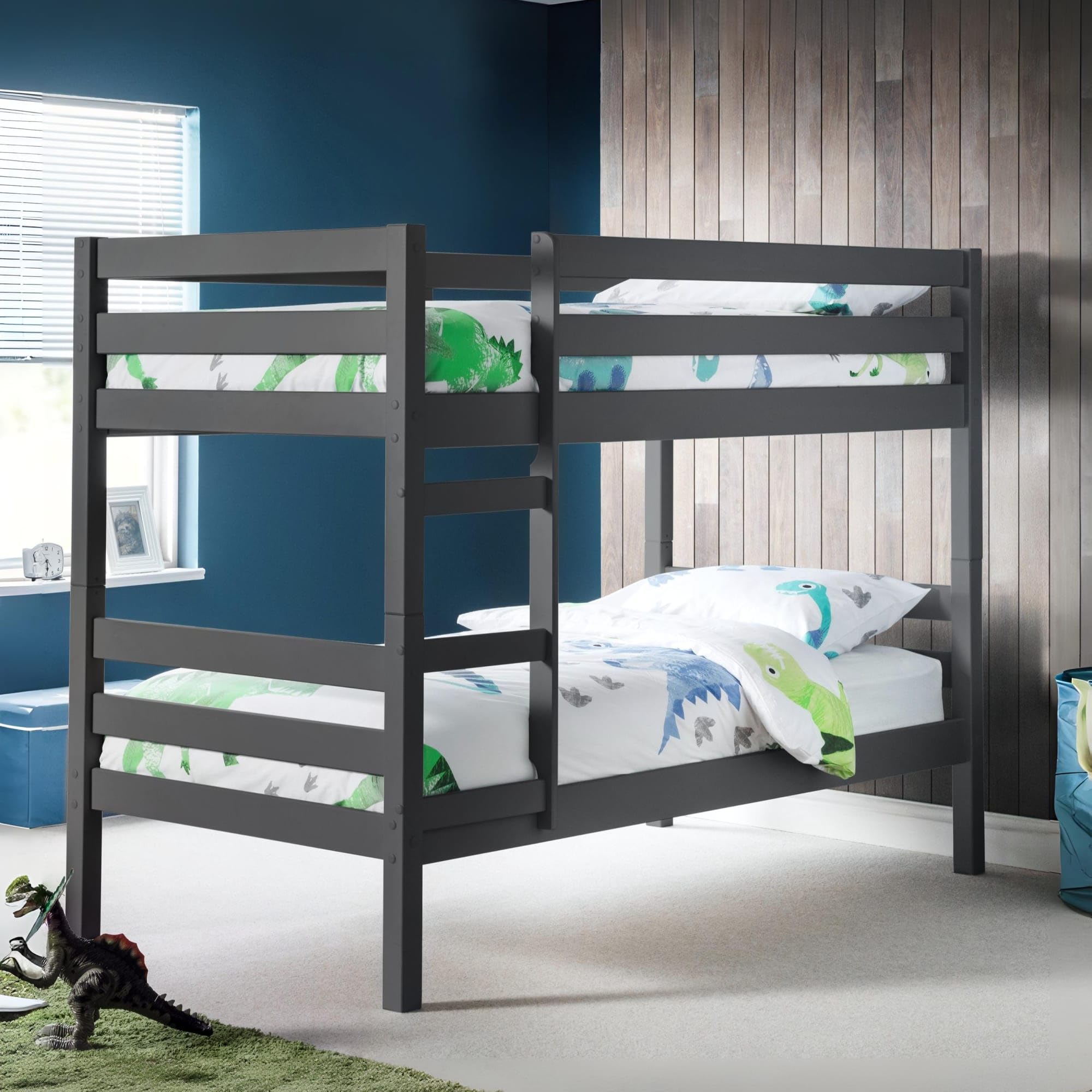Julian Bowen Camden Bunk Bed, Single, Dark Grey - H150 x W105 x D203cm