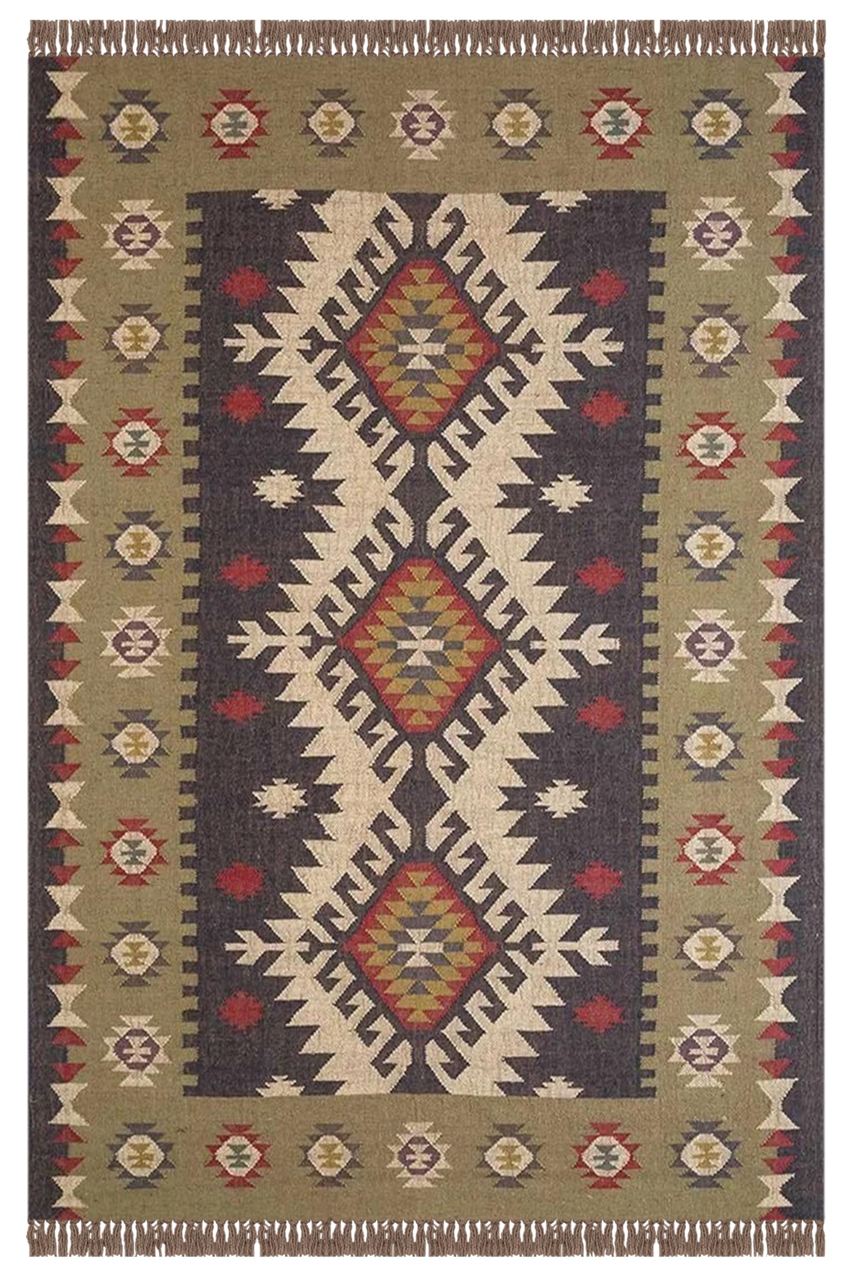 Tapis de couloir tissé à la main en jute et laine pour entrée et cuisine