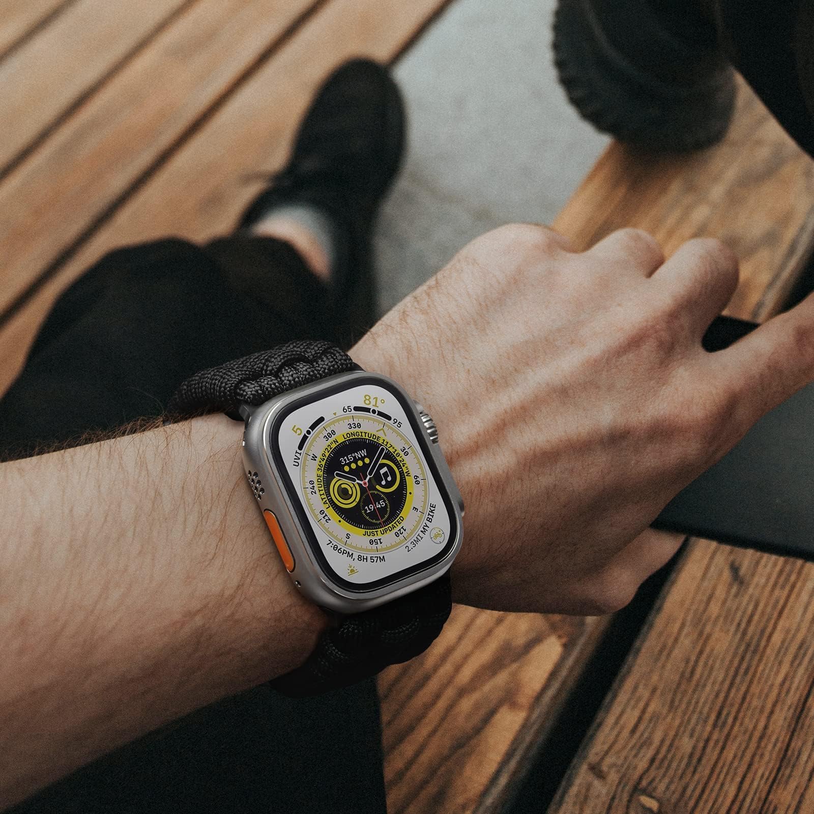 ULTIMAL Correa compatible con Apple Watch de 49 mm/45 mm/44 mm/42 mm, correa de nailon trenzado para deportes al aire libre con hebilla ajustable para Series 1/2/3/4/5/6/SE/7/8/9/Ultra 2/1