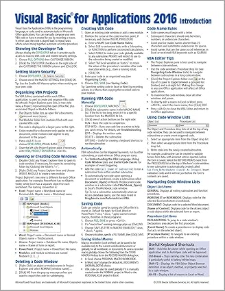 Visual Basic for Applications (VBA) 2016 Introduction Quick Reference ...
