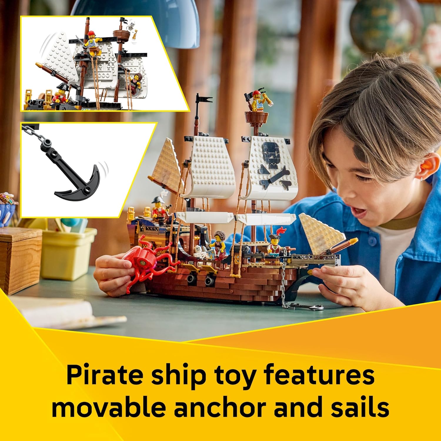 LEGO Creator 3 in 1 Iconic Pirate Ship Toy - Building Set for Boys & Girls, Ages 9+ - with 5 Minifigures - Gift for Kids' Birthdays - 31387