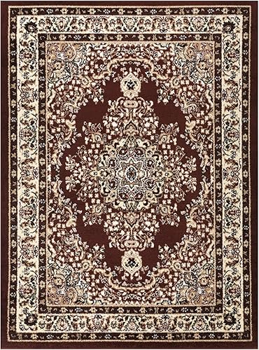 Vista 50 de Antep Rugs - Alfombra oriental de 6x9 con medallón tradicional para interior Siesta (beige negro, 6 pies 7 pulgadas x 9 pies)