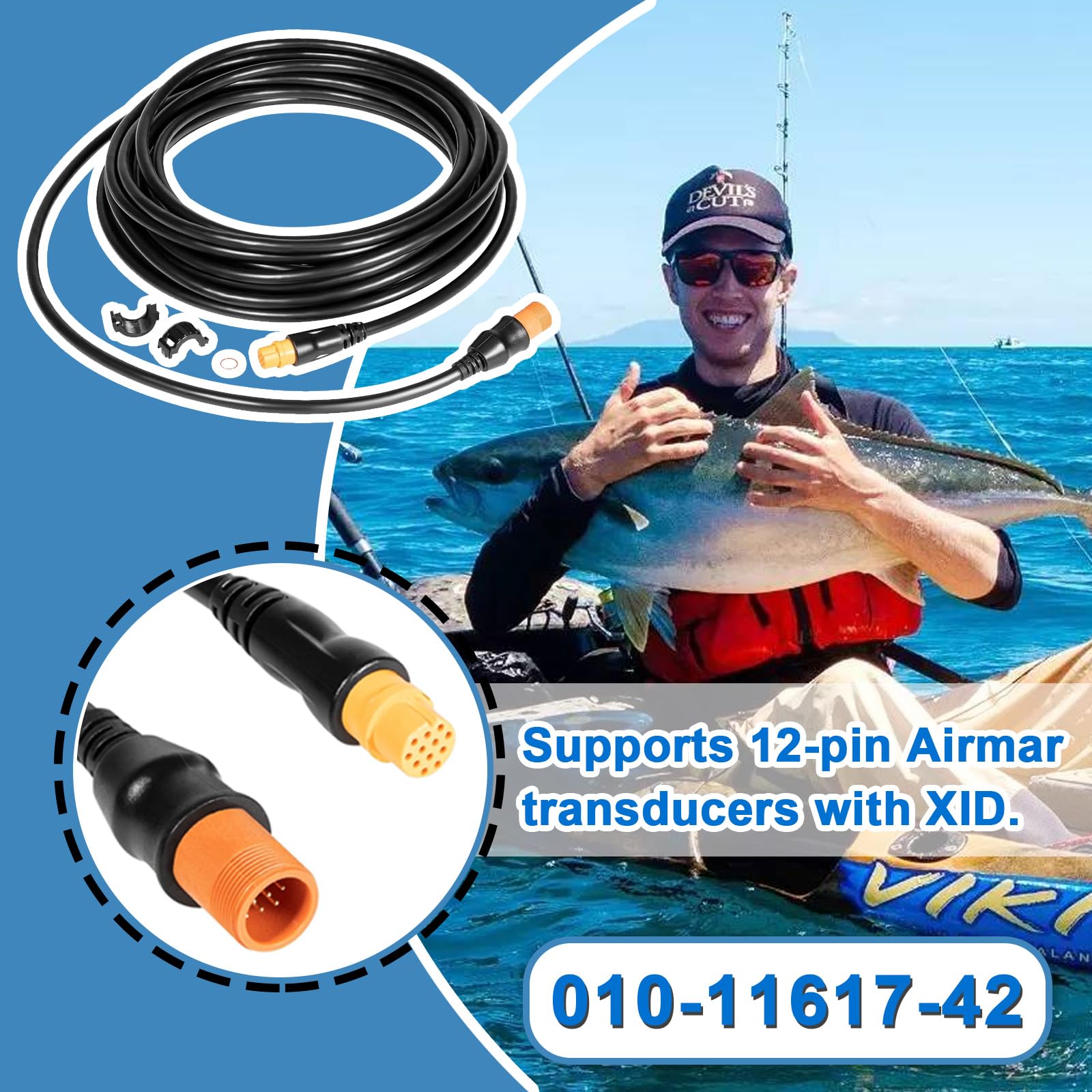 010-11617-42 Extension Cable 12-pin Fits for Most Garmin Devices,30 Feet(9m) Transducer Extension Cable XID Xdc