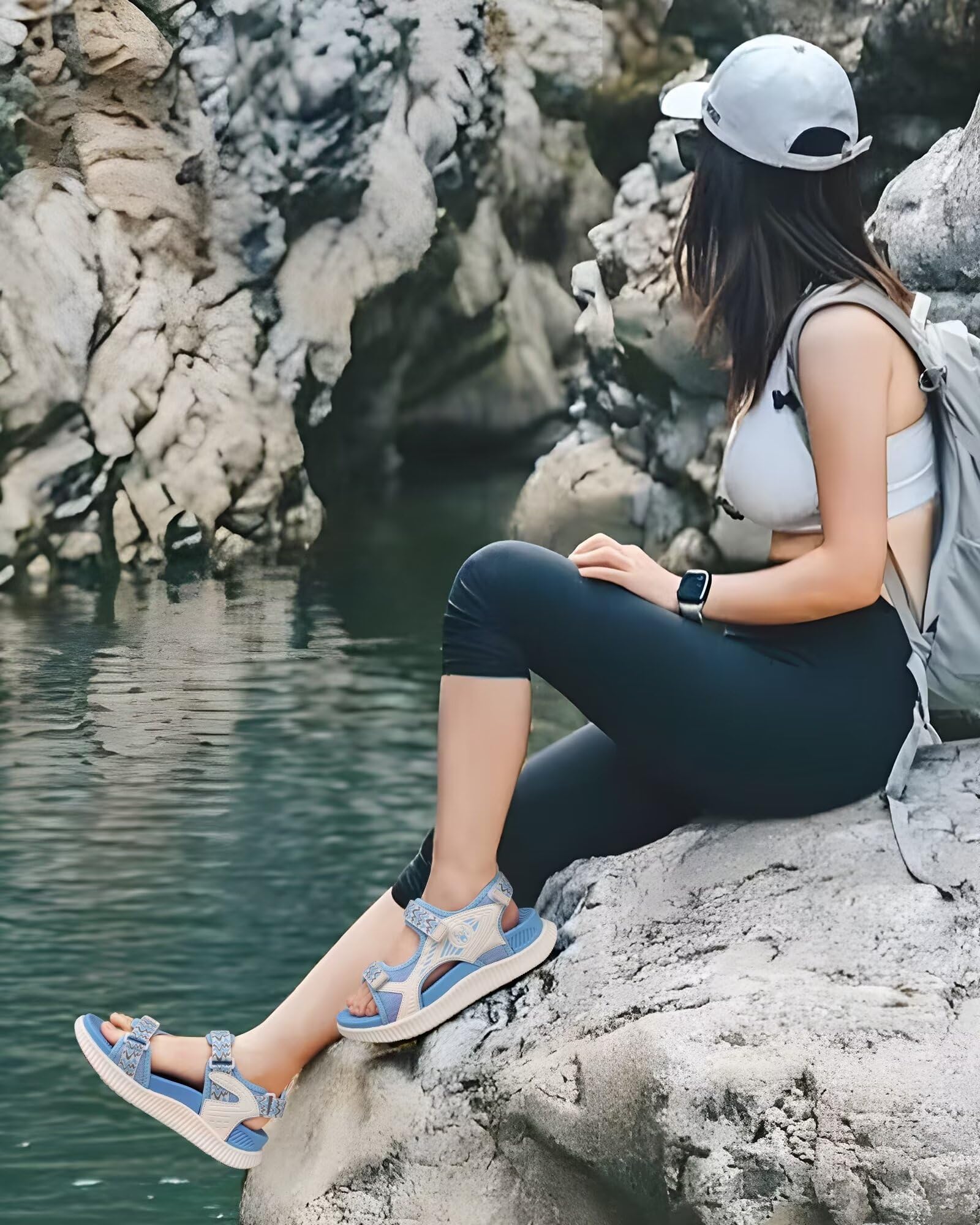 KuaiLu Sandalias ortopédicas para caminar para mujer, soporte de arco, recuperación, deportes, senderismo, agua, sandalias gruesas y atléticas, cómodas para fascitis plantar, sandalias ajustables US6