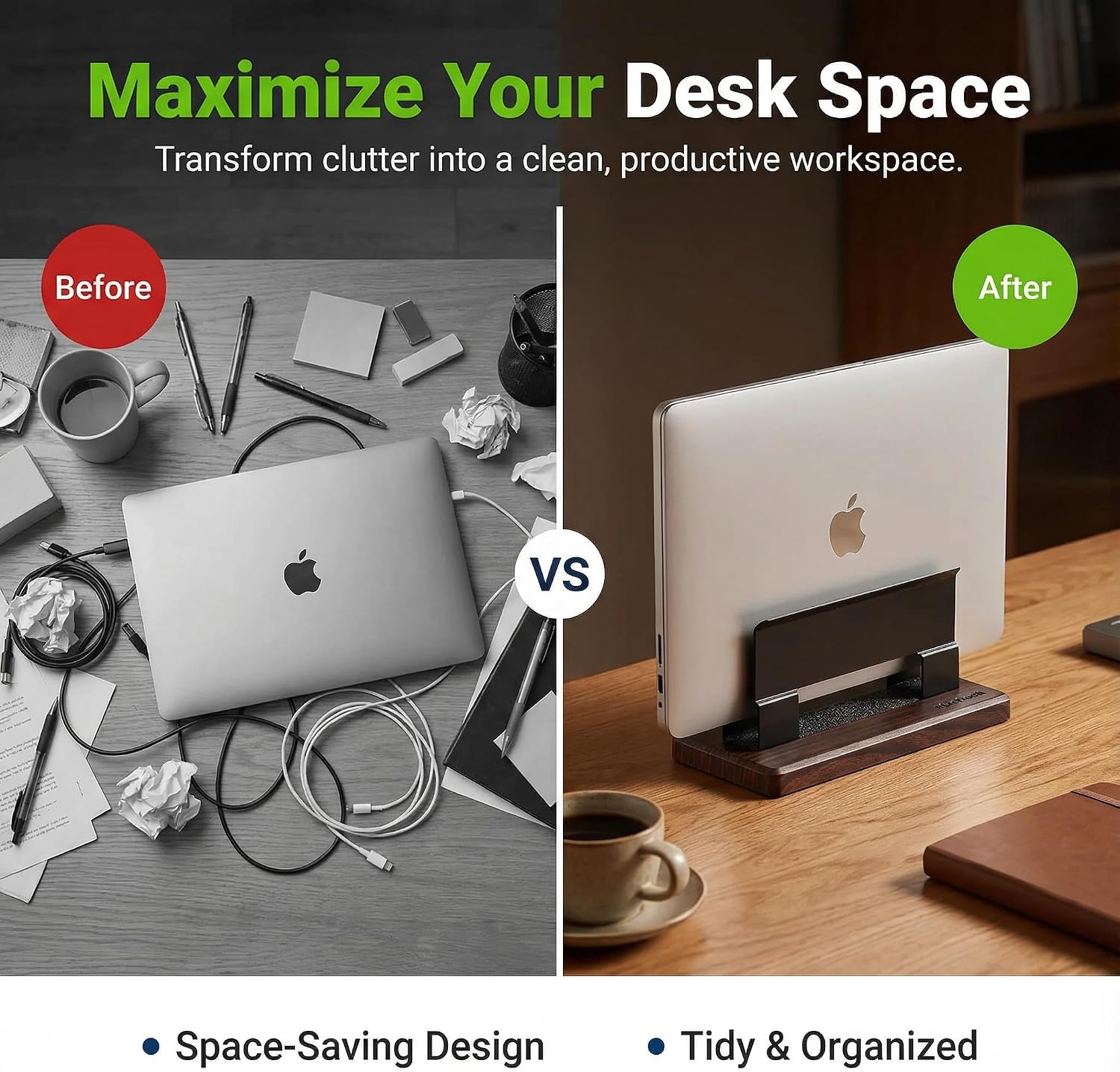 Vertical Laptop Stand for Desk - Adjustable Laptop Holder for MacBook & Most Laptops