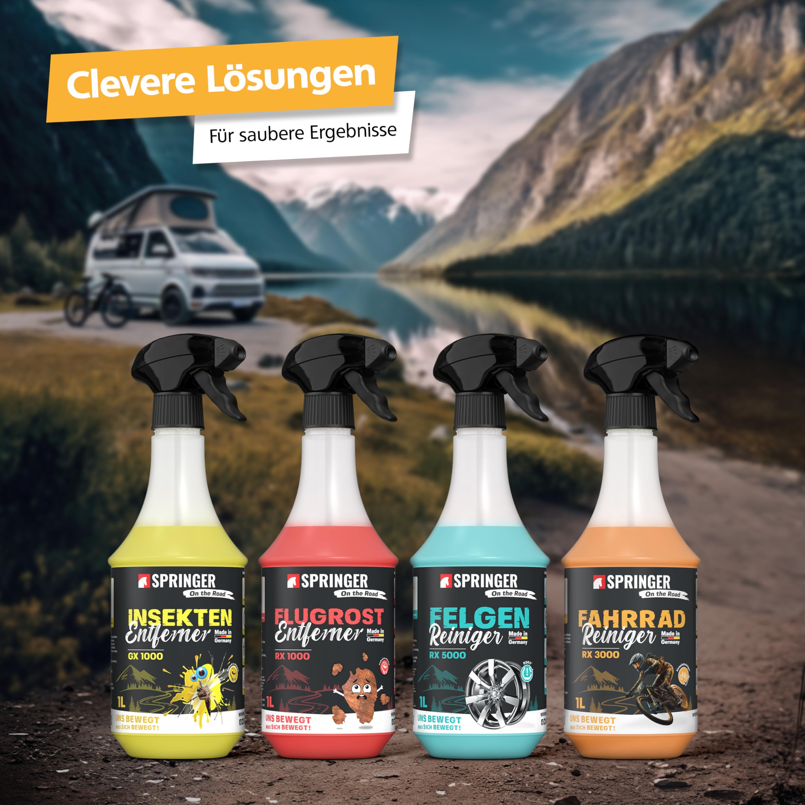 SPRINGER RX3000 – Detergente per bicicletta da 5 l – Detergente per bicicletta senza acidi & delicato sui materiali – Spray completo con formula gel ben adesiva – Cura ottimale della bicicletta di