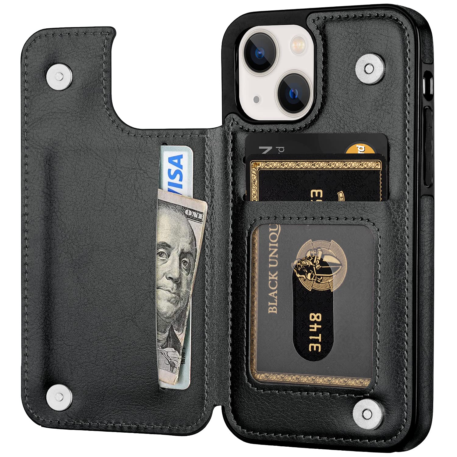 Aoksow Wallet Case for iPhone 13, Soft PU Leather Card