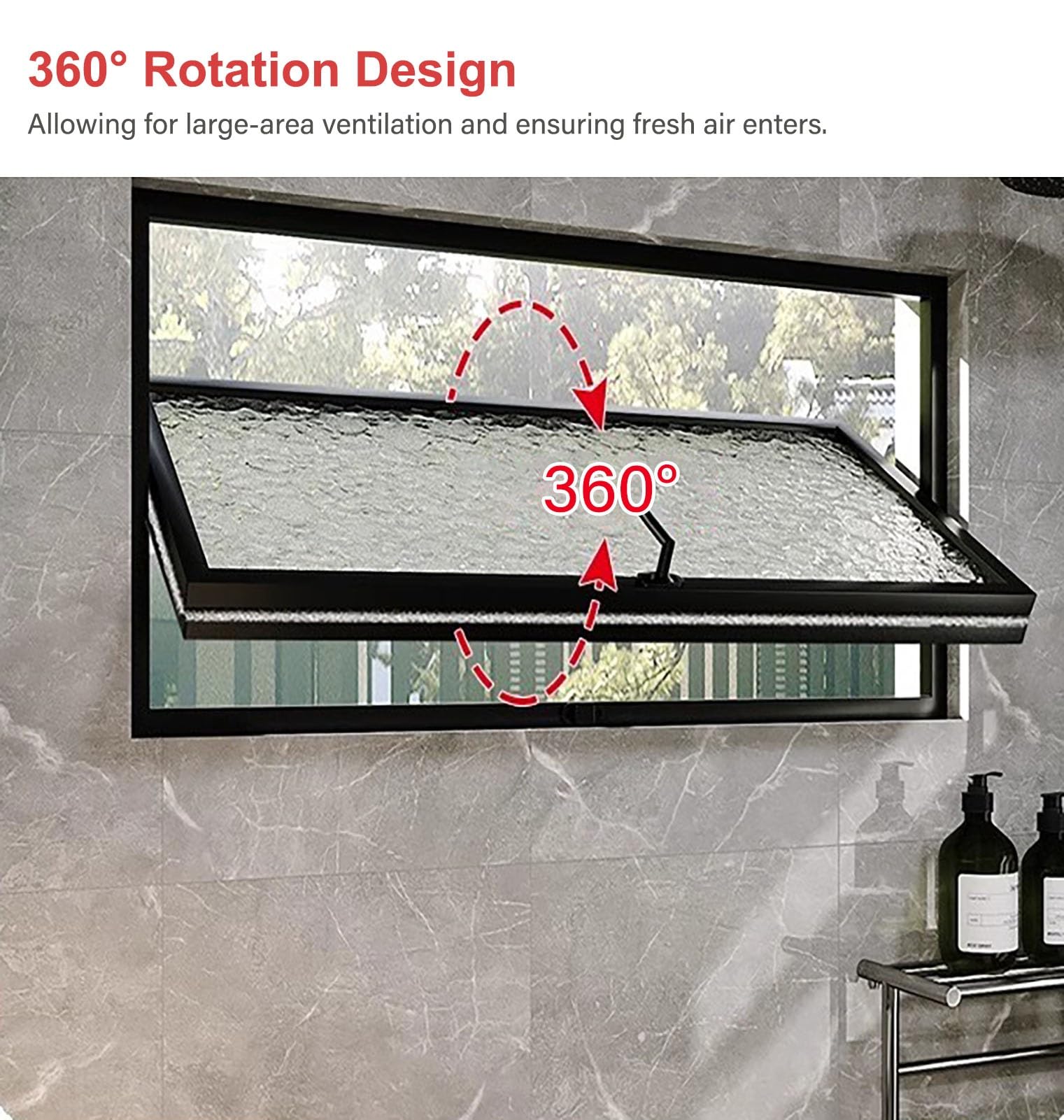 Ventana de Ventilación Ventanas Correderas con Rotación de 360 ​​grados | Ventanas Domésticas de Metal con Ventilación (repuesto), Ventana de Imposta de Montaje Enrasado(20x22in(500x550mm))