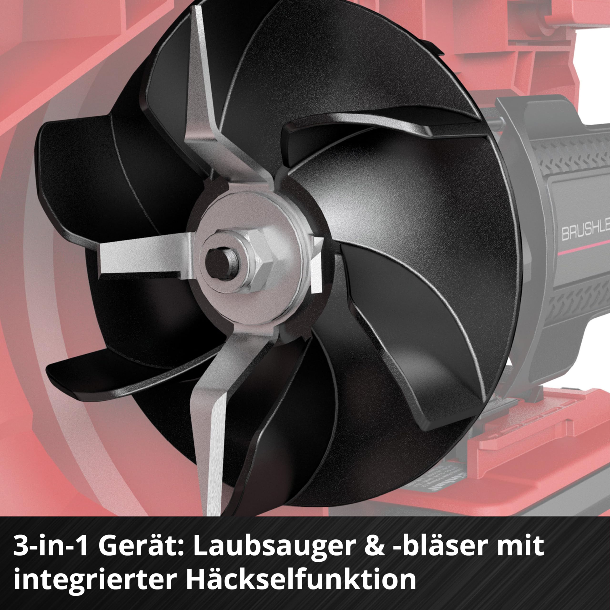 Einhell Akku-Laubsauger VENTURRO 18/210 Power X-Change (Li-Ion, 18 V, Saugleistung 500 m³/h, Fangsack 45 L, Blasfunktion bis 210 km/h, ohne Akku & Ladegerät)