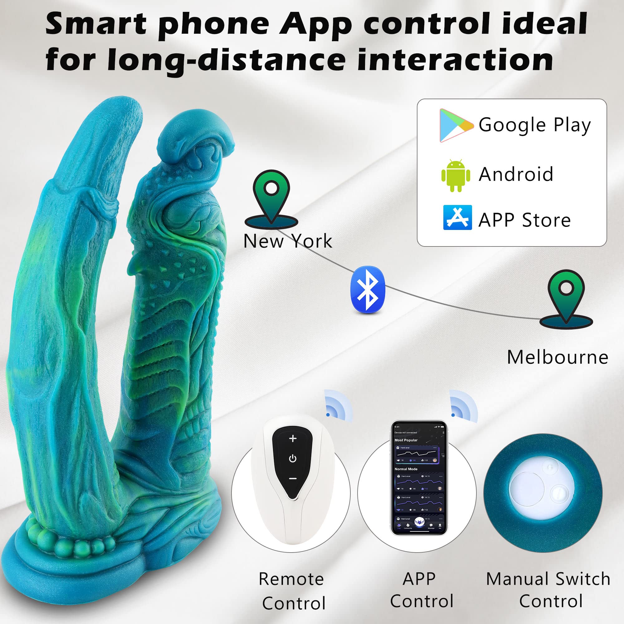 Monster Dildo Dragon Double Silicone Fantasy Dildo, 9 Inch Suction Soft Massive Dildo for Men, Realistic Vibrating Wide Dildos for Women, Fake Prostate G Spot Curved Penis