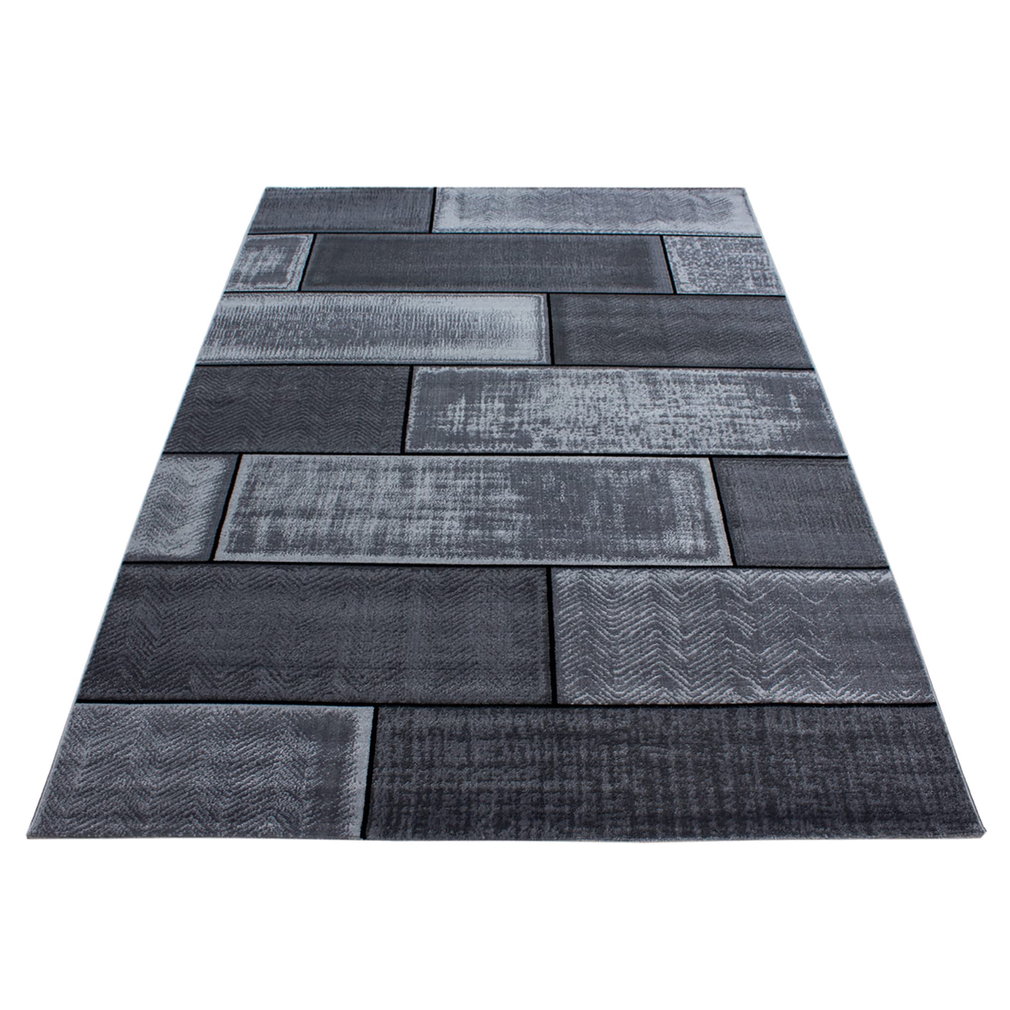 Carpettex Moderno Tappeto per Soggiorno 140x200 cm Nero, Design astratto a quadri - Tappeto a Pelo Corto per Sala da Pranzo e Camera da Letto, Extra Morbido e Facile da Pulire