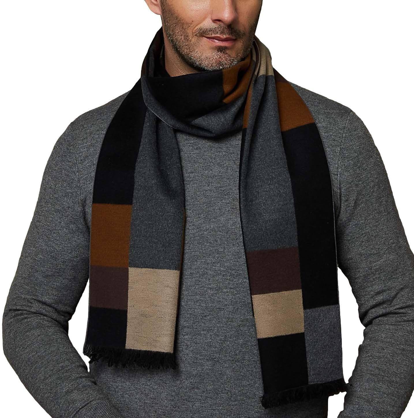 Men's Silk Scarves for Winter, 100% Mulberry Silk Brushed, Luxuriously Soft & Warm, Decent Box Packed