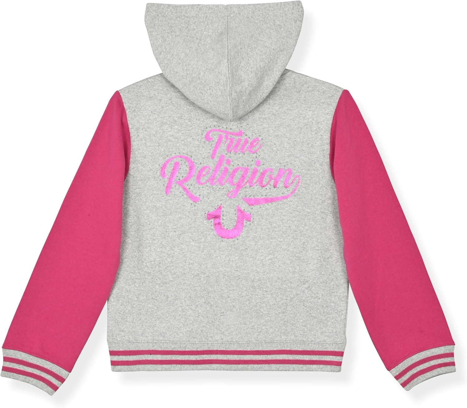 True Religion Girls 2 Piece Fleece Hooded Jogger Set – Zip-Front Hoodie & Sweatpants Outfit - Image 4