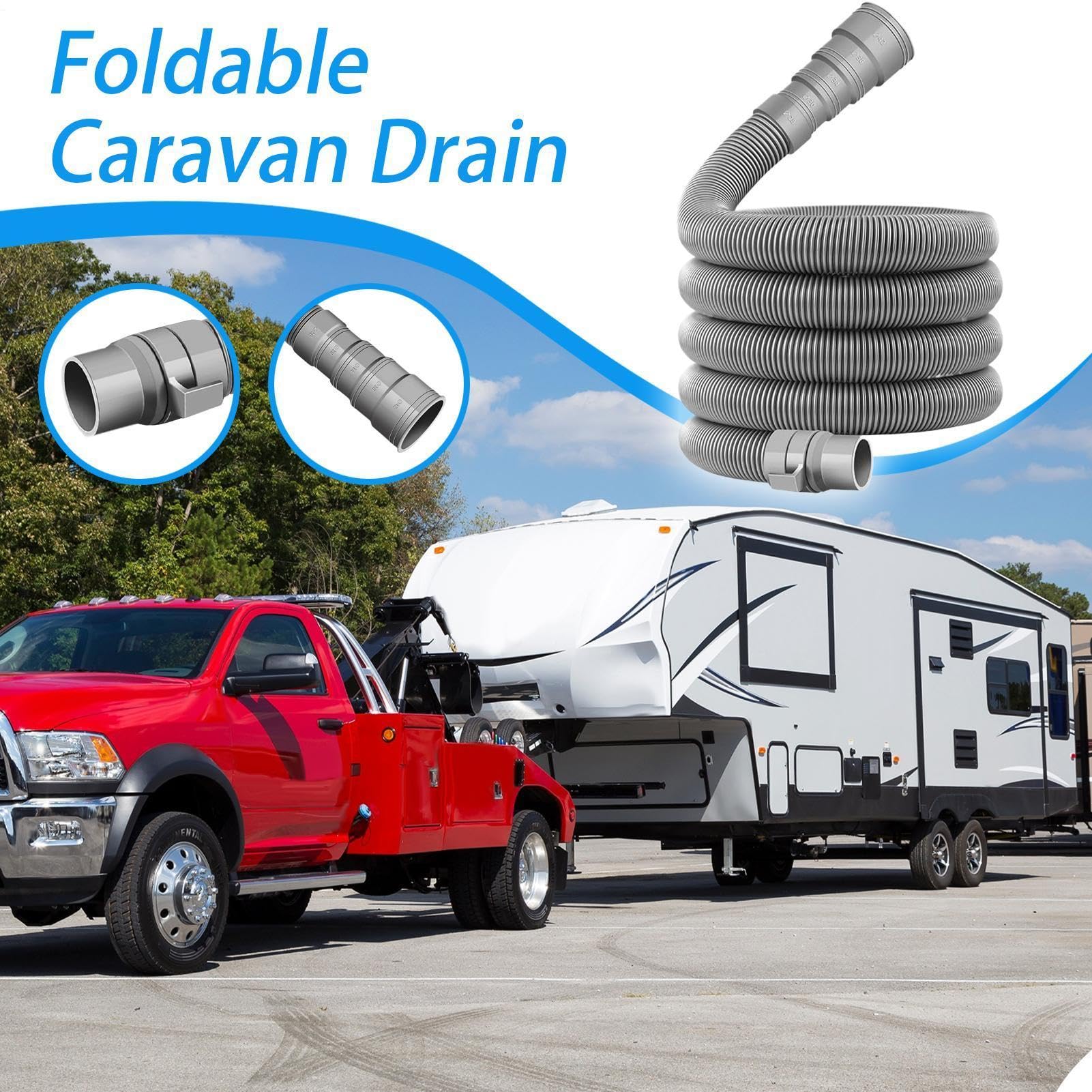 Abwasserschlauch Wohnmobil 2/4/6/10m PP Wohnwagen Zubehör Ausziehbar Flexibel Abwasserrohr 28-42mm Adapter Zusammenklappbar Lecksicher Frei Schneidbar Für Wohnwagen Anhänger Camping Reise