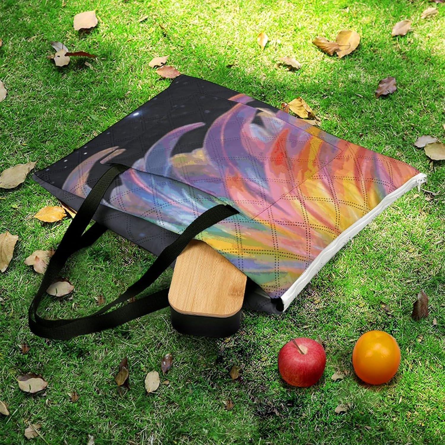 Rooster Picnic Blanket with Zipper Water Resistant Sand Free Picnic Mat Washable Foldable Easy Carry Beach Blanket for Lawn Beach Hiking Camping