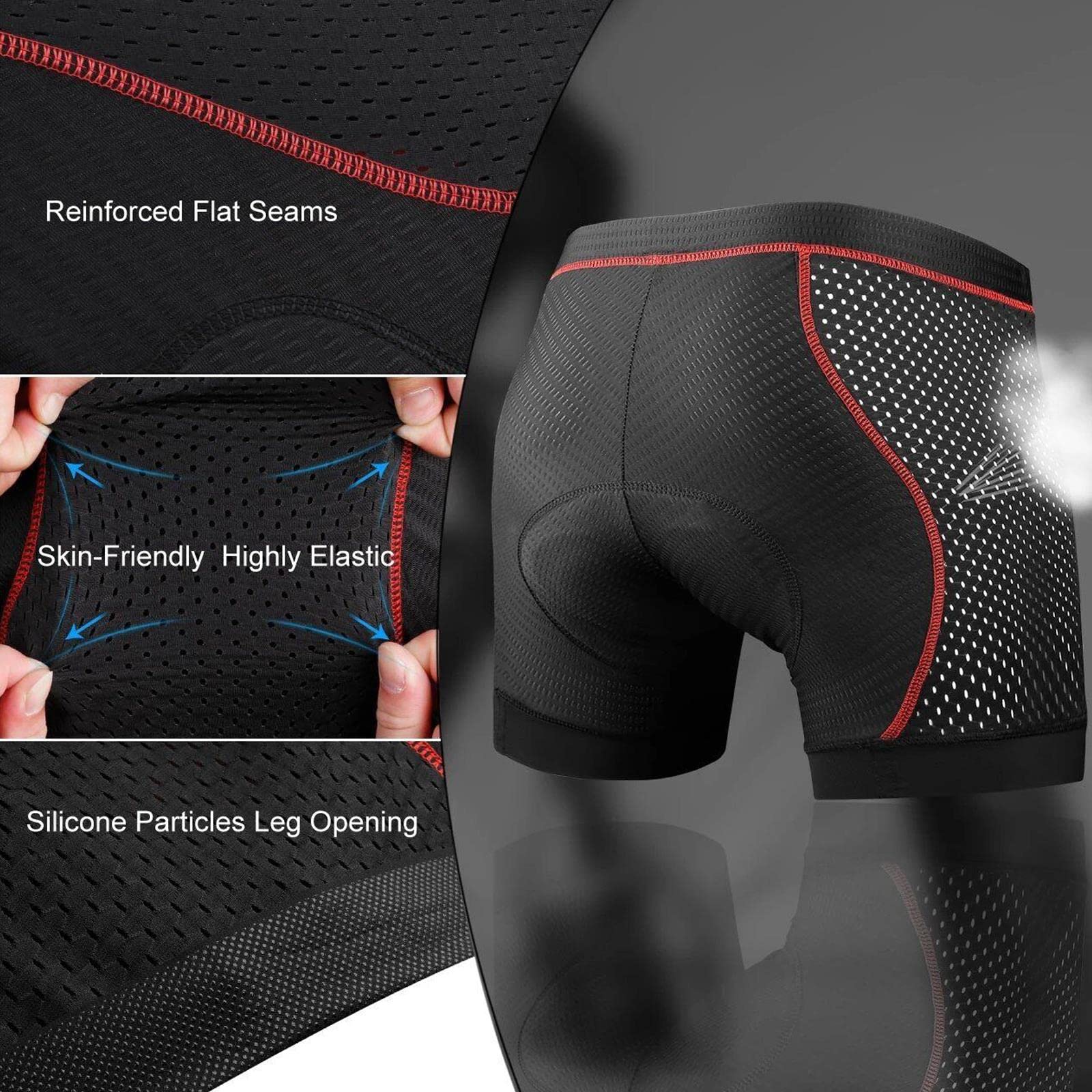 True Face Pantaloncini da ciclismo da uomo, con imbottitura in gel 5D, biancheria intima da ciclismo, pantaloncini corti da mountain bike