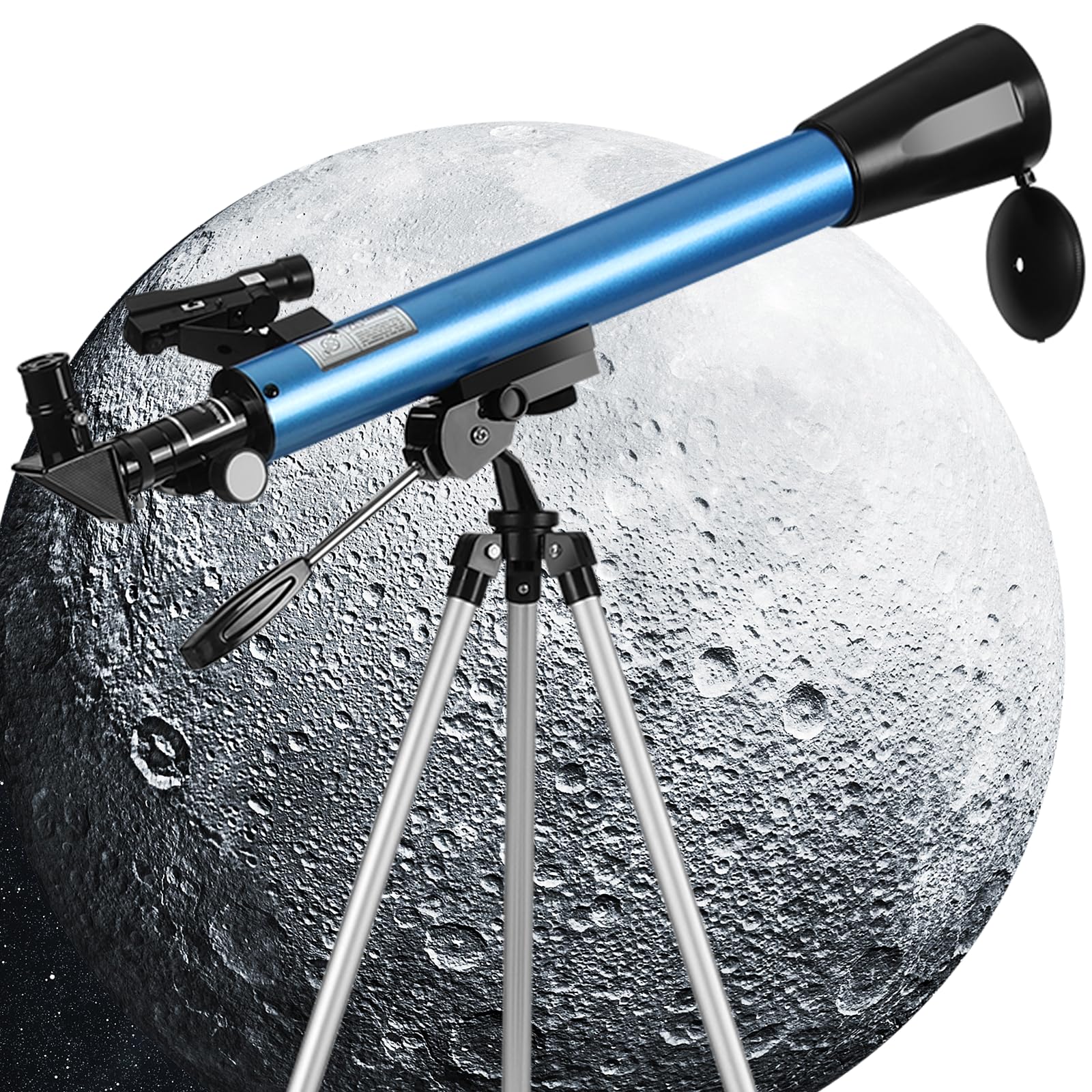 Telescopio Astronomico Bambini con Cercatore a Punto Rosso, Obiettivo da 50 mmTelescopio per Principianti con Treppiede Retrattile, Adattatore Telefonico, per Osservare La Luna/Stelle