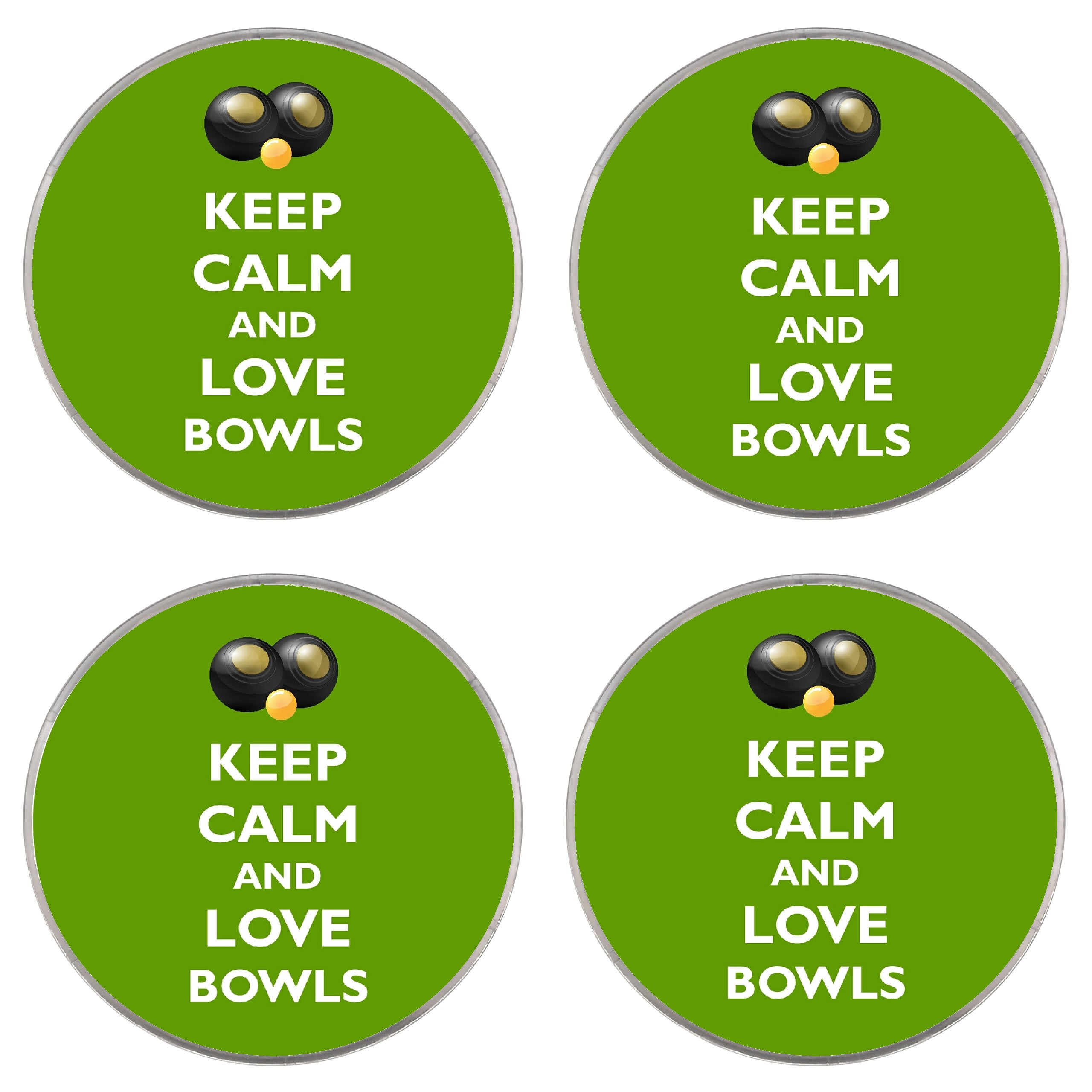 Keep Calm and Love Bowls - 80mm Coasters (4 Pack) - Gift/Present - For Mugs/Glasses/Cups