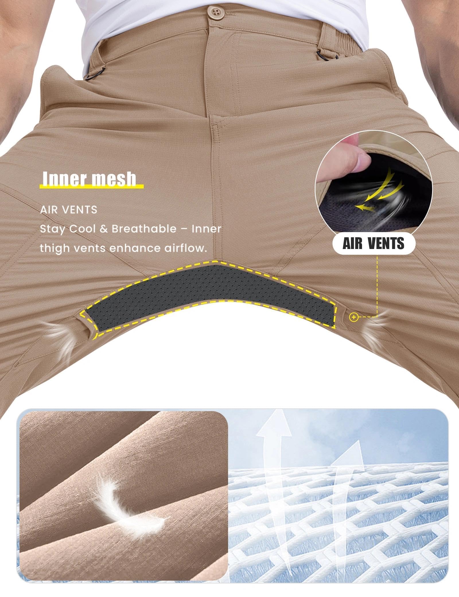 GymBrave Pantaloni Trekking Uomo Asciugare Rapidamente Traspiranti Sottile All'aperto Alpinismo Escursionismo Calzoni con Tasche Multiple