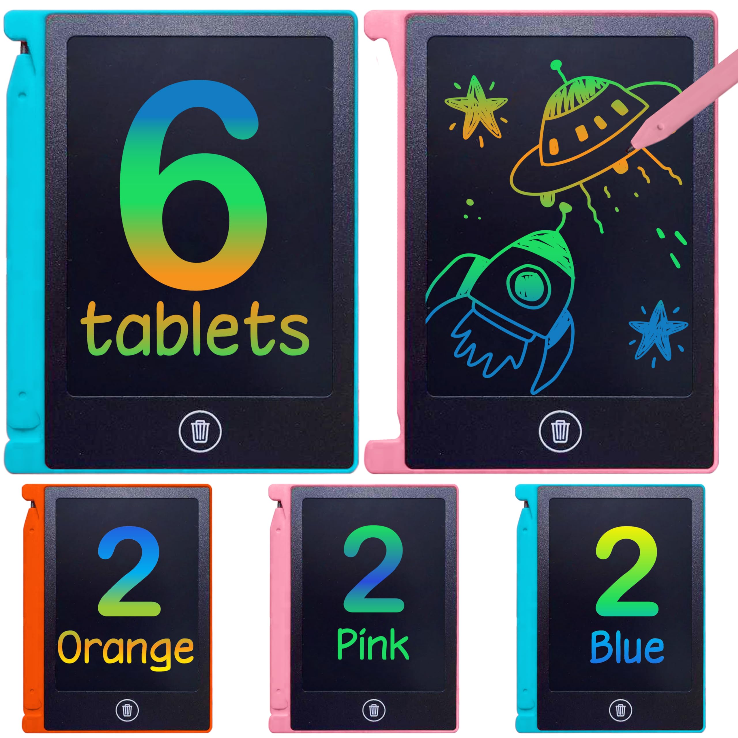 Party Favor Mini LCD Writing Tablet for Kids, 6 Pack – 4.5 Inch Mini Drawing Board. Fun and Educational for Kids That Sketch and Doodle. Perfect Goodie Bag and Gift Bag Filler, School Prize Or Gift