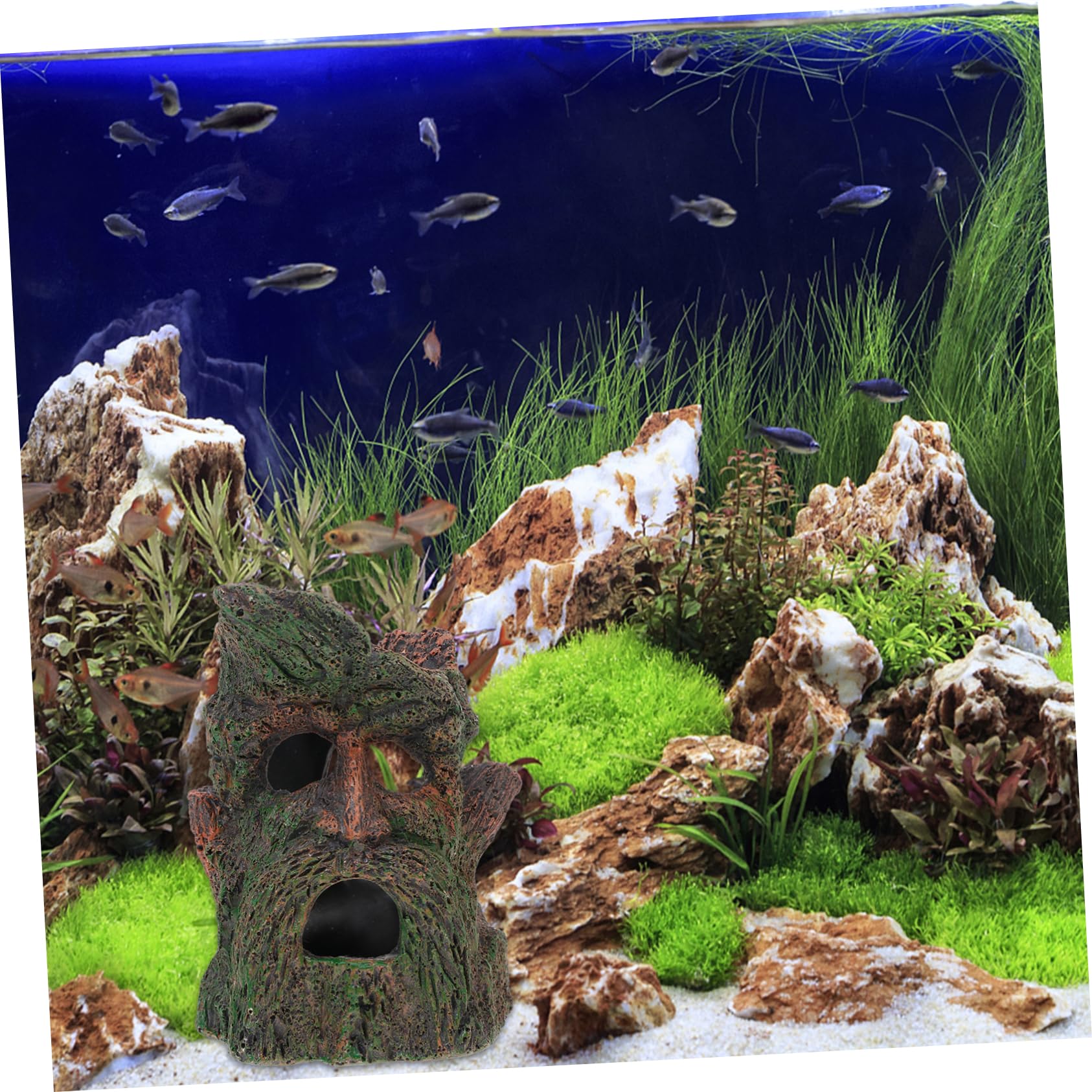 Sosoport 3 Pièces cachette d'aquarium décor Cacher Grotte à Poissons Automatique Chauffe-Aquarium abri pour Tortue abri Tortue abri de crevette de Poisson Ornement en résine Naturelle