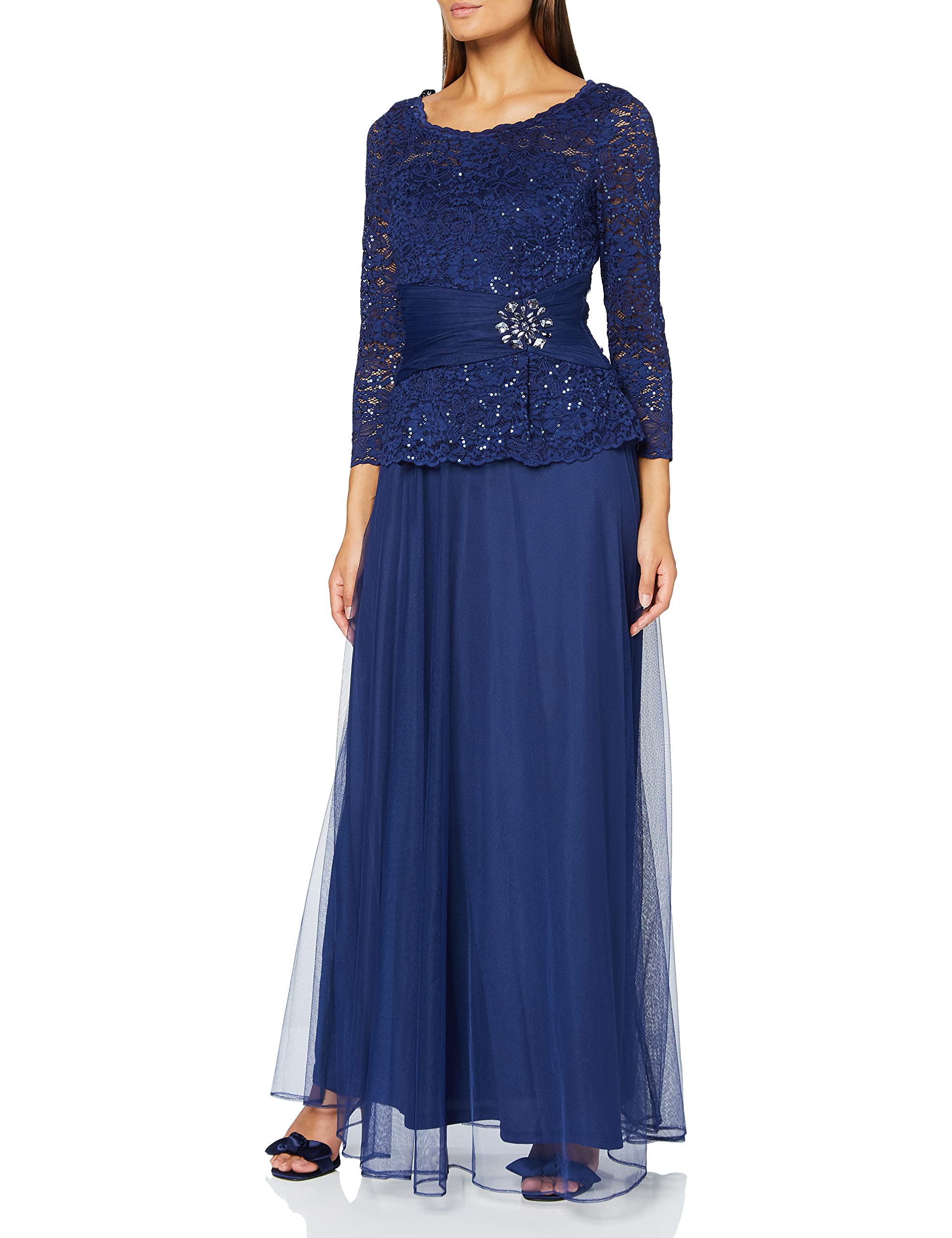 Gina Bacconi Women's Navy Sequin Lace Maxi Dress, 12