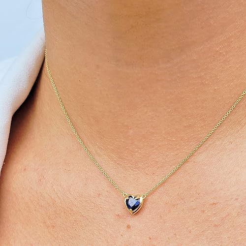 Miniatura 14 de 18K Solid Yellow Gold Genuine Gemstone Choker Necklace, 15 inches Chain Pendant Dainty Necklace gift for her