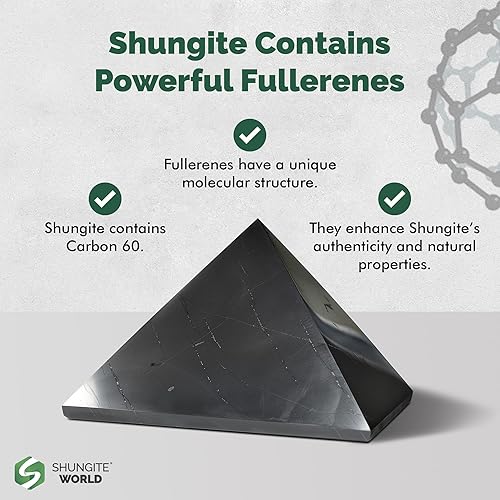 Miniatura 8 de Shungite World Auténtica pirámide de shungita de piedras de shungita reales, pirámide de cristal de shungita, protección para el hogar, decoración