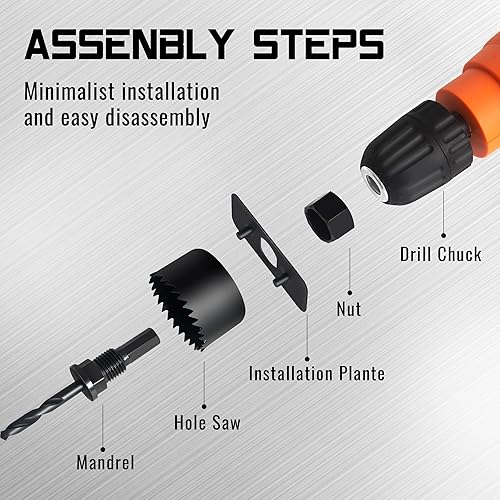 Miniatura 6 de KENDO Juego de sierra de agujero+KENDO Juego de brocas de cobalto 15 piezas (116"-38")