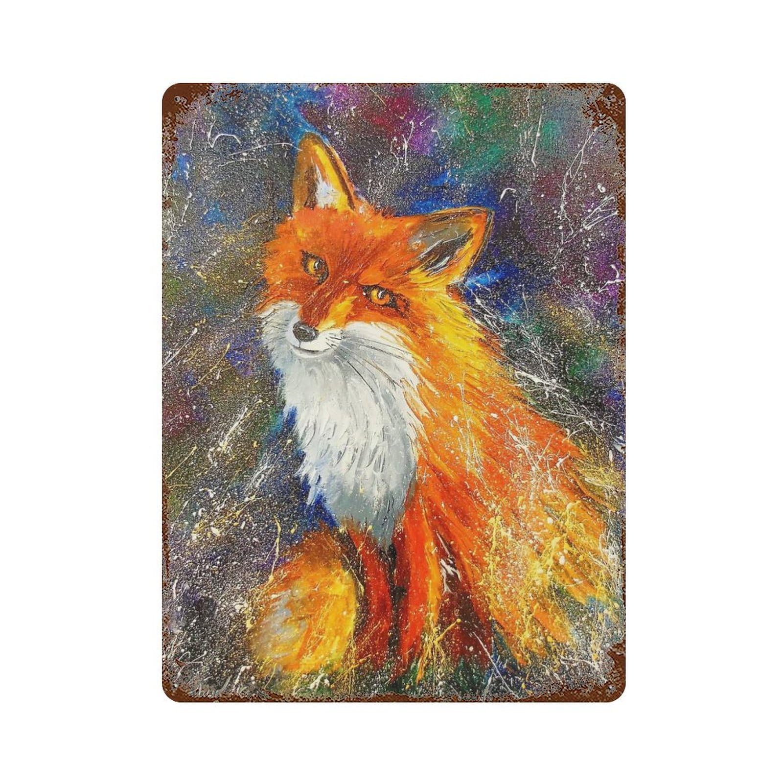 Sly Fox Retro Metal Sign 15.7"x11.8", Farmhouse Wall Decor for Cafe, Home Bar And Lounge Decor