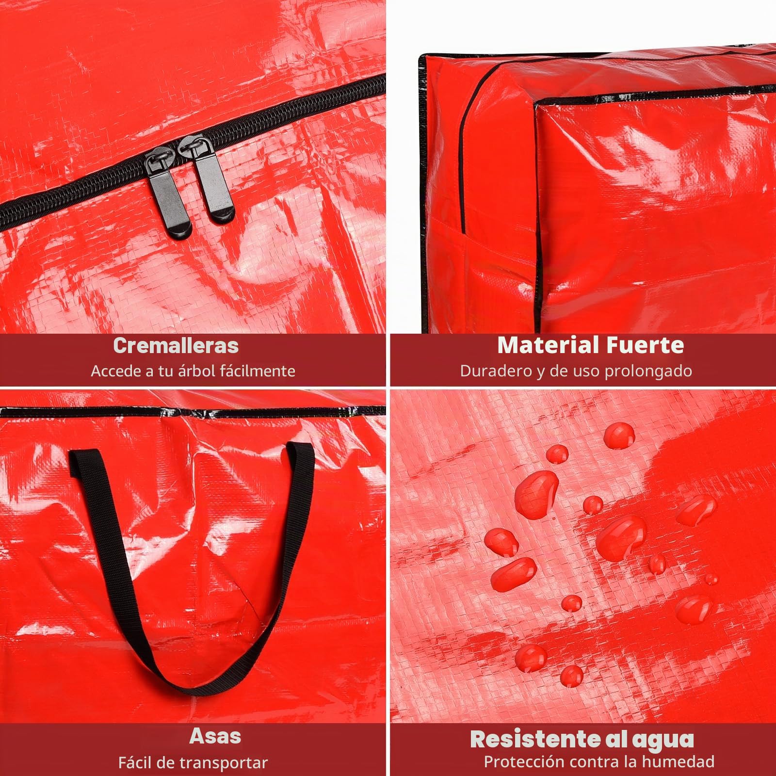 4 paquetes de bolsas de almacenamiento extra grandes para árbol de Navidad con 3 bolsas de decoración navideña para árboles de Navidad, bolas, caja de almacenamiento para árbol de Navidad, fáciles de