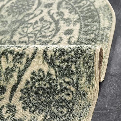 Miniatura 201 de Antep Rugs - Alfombras antideslizantes (antideslizante) 5 x 7 con parte trasera de goma floral geométrica de bajo perfil para interiores