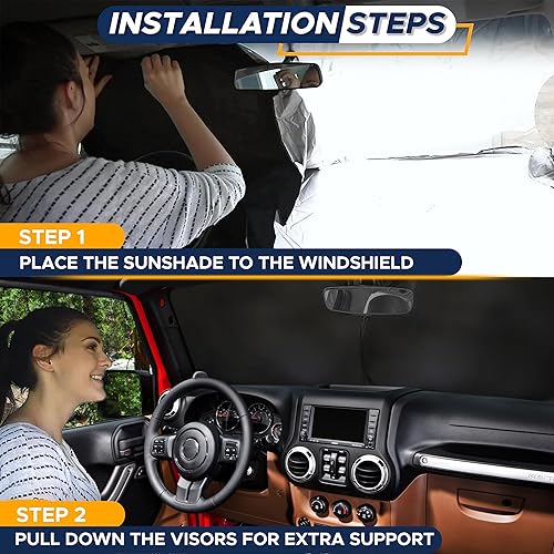 Miniatura 10 de EcoNour Parasol para parabrisas de automóvil con bolsa de almacenamiento material duradero 240T visera solar para rayos UV y protección contra el