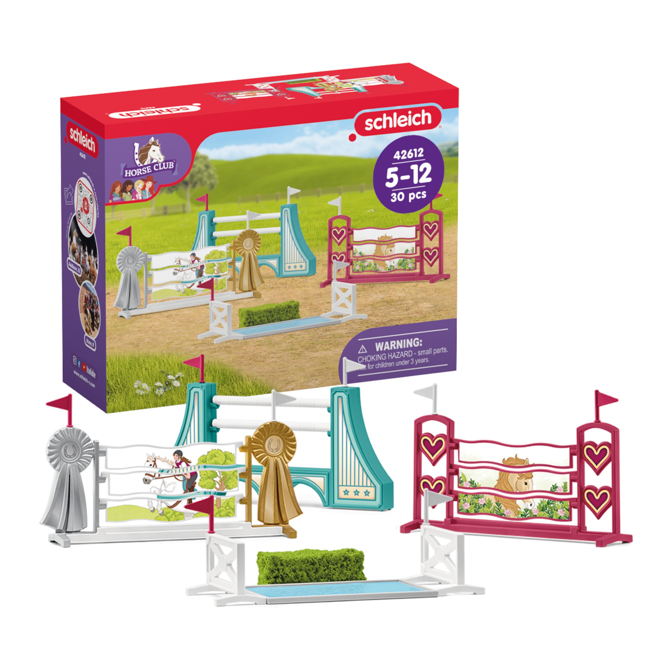 Schleich Horse Club | Obstacles d’équitation 42612 | Accessoires modulaires | pour entraînement ou compétition | Cadeau pour Filles et garçons | Jouet Chevaux dès 5 Ans | Set de 30 pièces