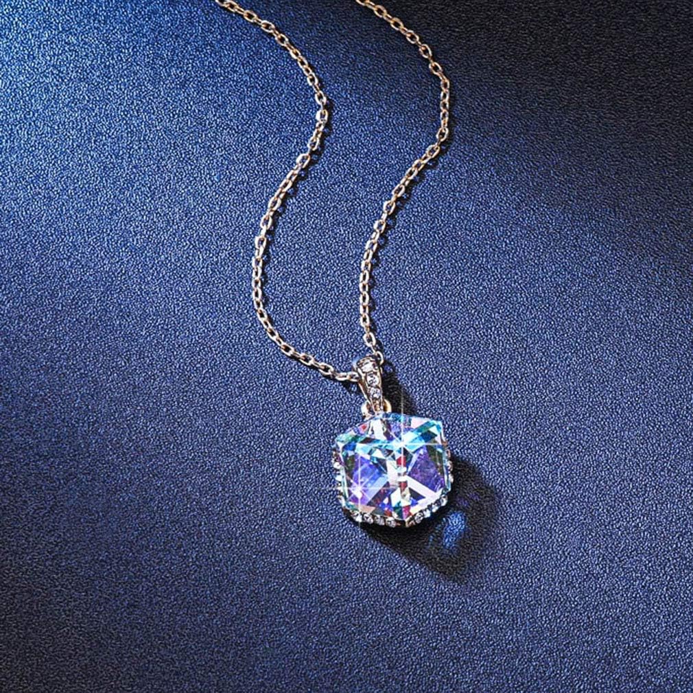 EVEVIC Color Changing Cubic Austrian Crystal Pendant Necklaces for Women 14K Gold Plated Hypoallergenic Jewelry - Image 7