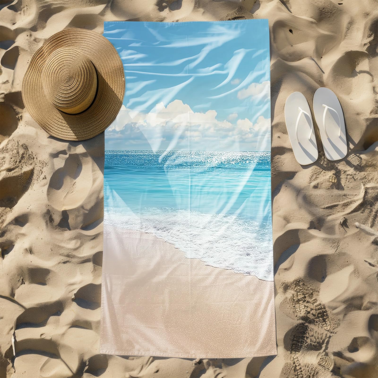 Genérico Toalla Playa Grande Playa Azul Amarillo Microfibra Secado Rápido Oversize Toalla Sin Arena Súper Ligera Piscina Camping Picnic Yoga Gimnasio Y Deportes Viaje