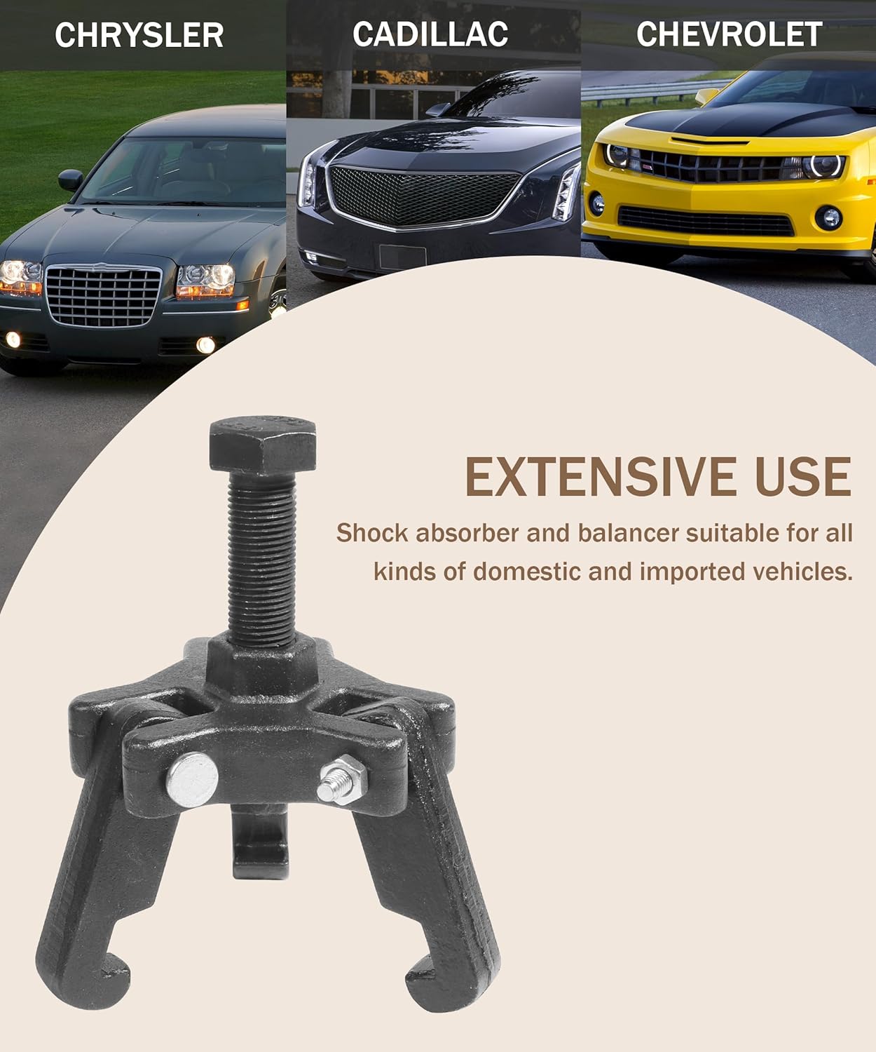 bylikeho Harmonic Balancer Puller Kit,Harmonic Damper Pulley Puller,Automotive Specialty Tools,Car Accessories Adjustable 3-Jaw Puller for Harmonic Balancer Removal,Compatible with GM and More