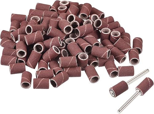 uxcell Juego de 100 piezas de papel de lija de 14 de pulgada, grano 400 con 2 mandriles de tambor de 18 pulgadas para herramientas rotativas