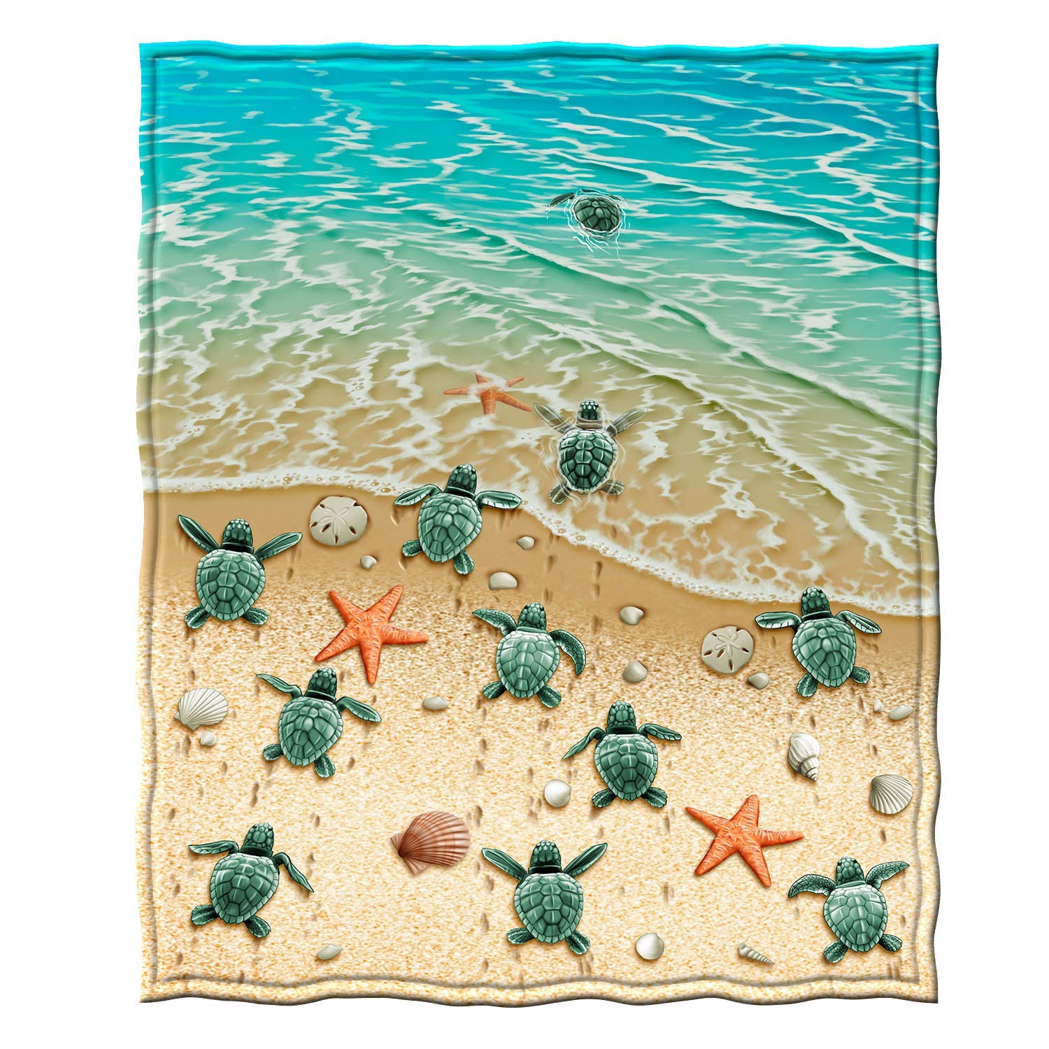 Binienty Hawaiian Beach Sea Turtle Printed Luxurious Bedding Blanket, Ultra Soft Lightweight Fleece Throw Blanket for Sofa Couch — image 1