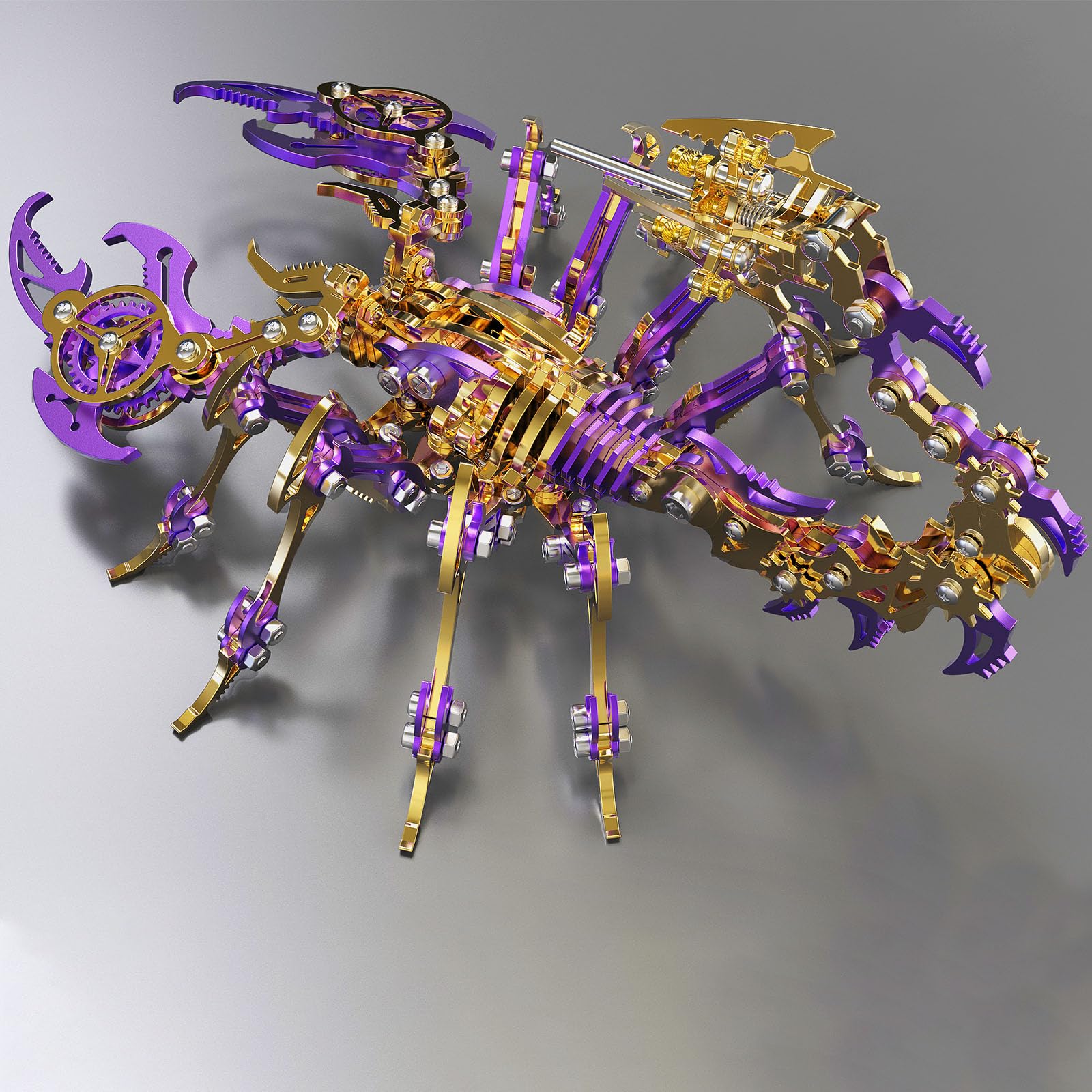 Metalkitor Scorpion Zestaw metalowych puzzli 3D dla dorosłych i nastolatków, 454 szt., modele montażowe mechaniczne, montaż 4 godziny, idealne na prezenty i dekoracje (złoto-fioletowy)