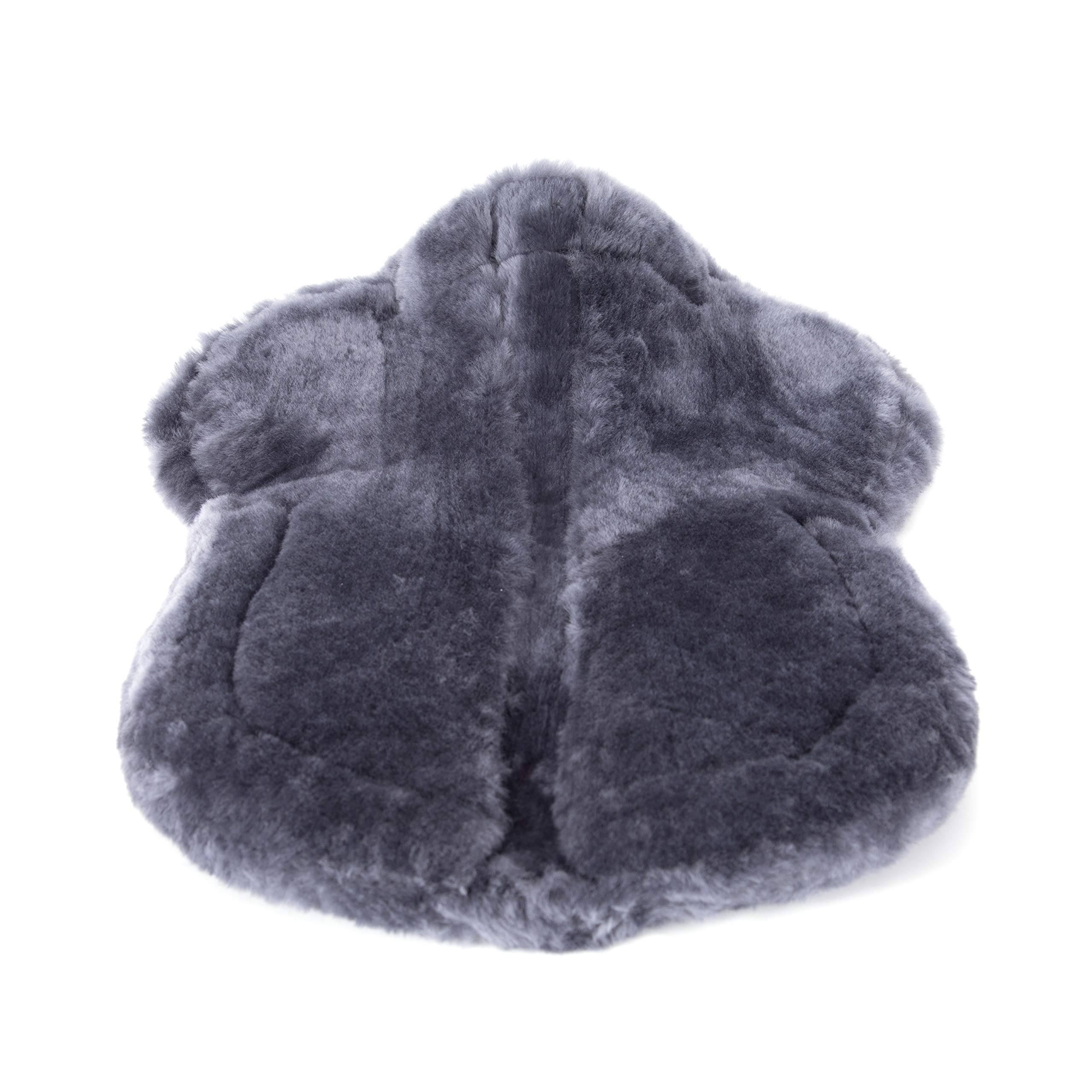 Cuscino per sella in pelliccia di agnello, con bordo in pelliccia, completamente foderato, in pelliccia di agnello, senza colonna vertebrale (media (56 cm), nero)