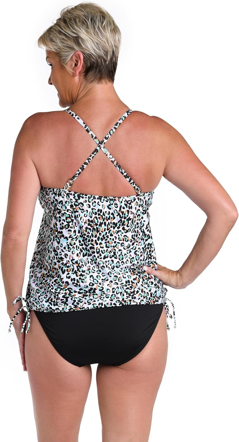 24th & Ocean Desert Spot Underwire V-Neck Blouson Tankini Top - Image 3