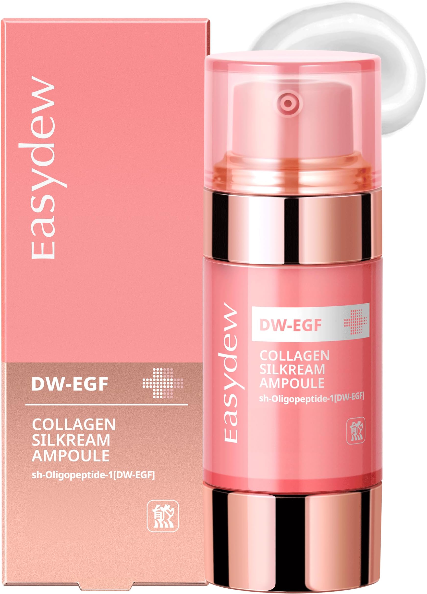 EASYDEW EGF 55% Collagen Silkream Ampoule- Korean Facial Serum for Firmness & Elasticity with Peptides, Amino Acids - Day & Night Anti Aging Silky Smooth Skincare, 1.86oz.
