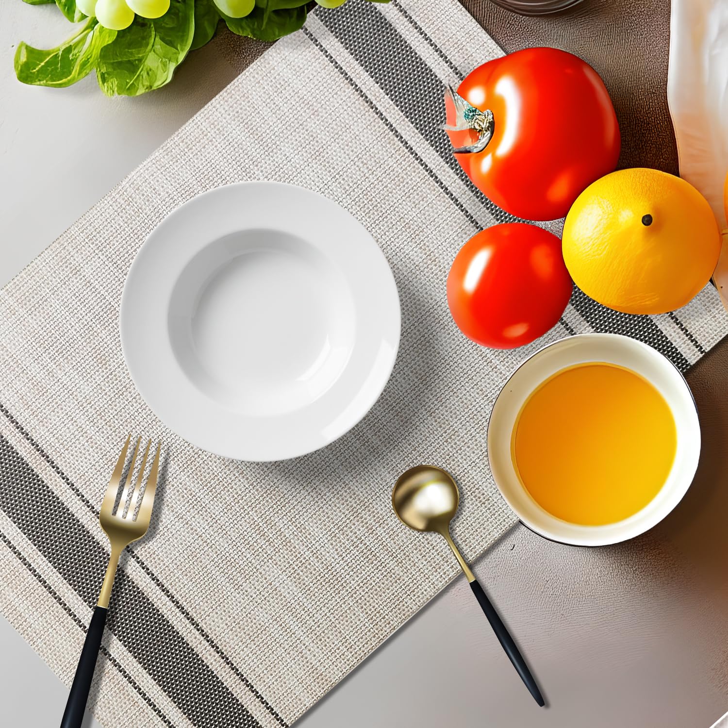 Juego de 4 manteles individuales de vinilo tejido lavables, resistentes al calor, antideslizantes, fáciles de limpiar, resistentes al agua, para comedor en interiores y exteriores, cocina, patio (4,