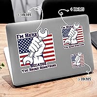 Vista 2 de Calcomanías de vinilo troqueladas impermeables con texto en inglés "I Here Because You Broke Something Mechanic Technician Labor Day", calcomanías