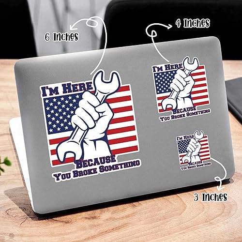 Miniatura 2 de Calcomanías de vinilo troqueladas impermeables con texto en inglés "I Here Because You Broke Something Mechanic Technician Labor Day", calcomanías